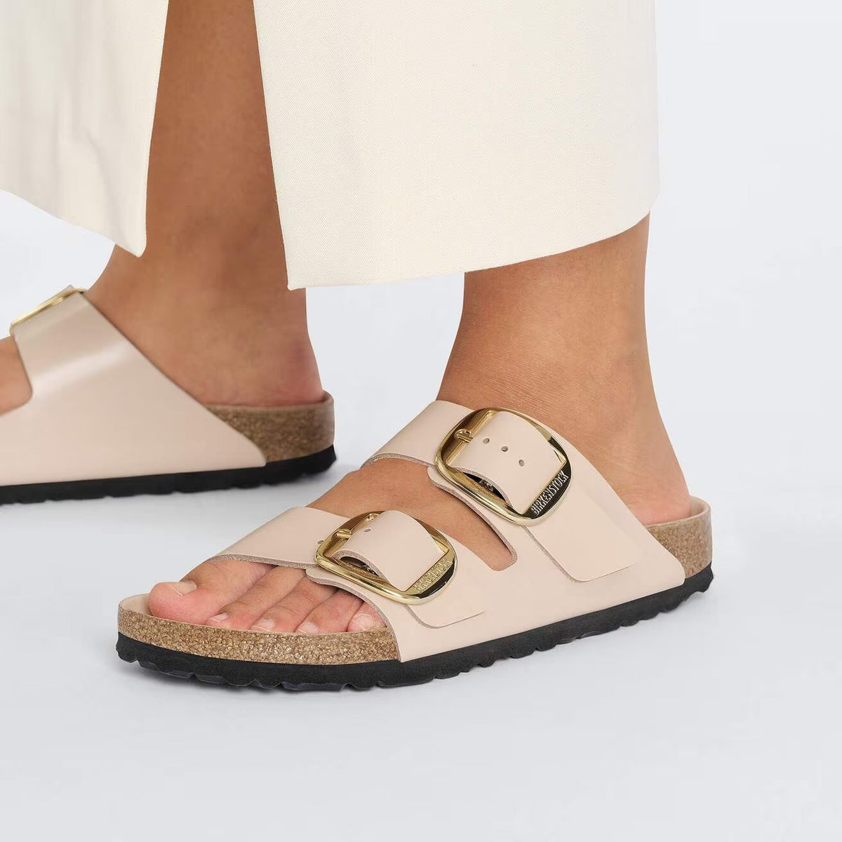 BIRKENSTOCK Sandalo Donna Arizona Big Buckle HEX shine new beige,Natural Lea 1026553 Beige