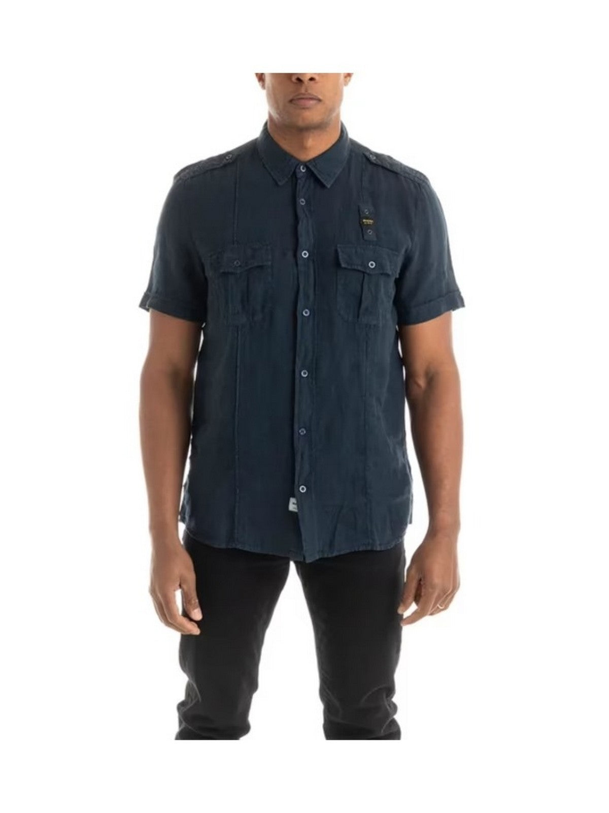 Blauer Herrenhemd 24Sblus02034 006780 888 Blau