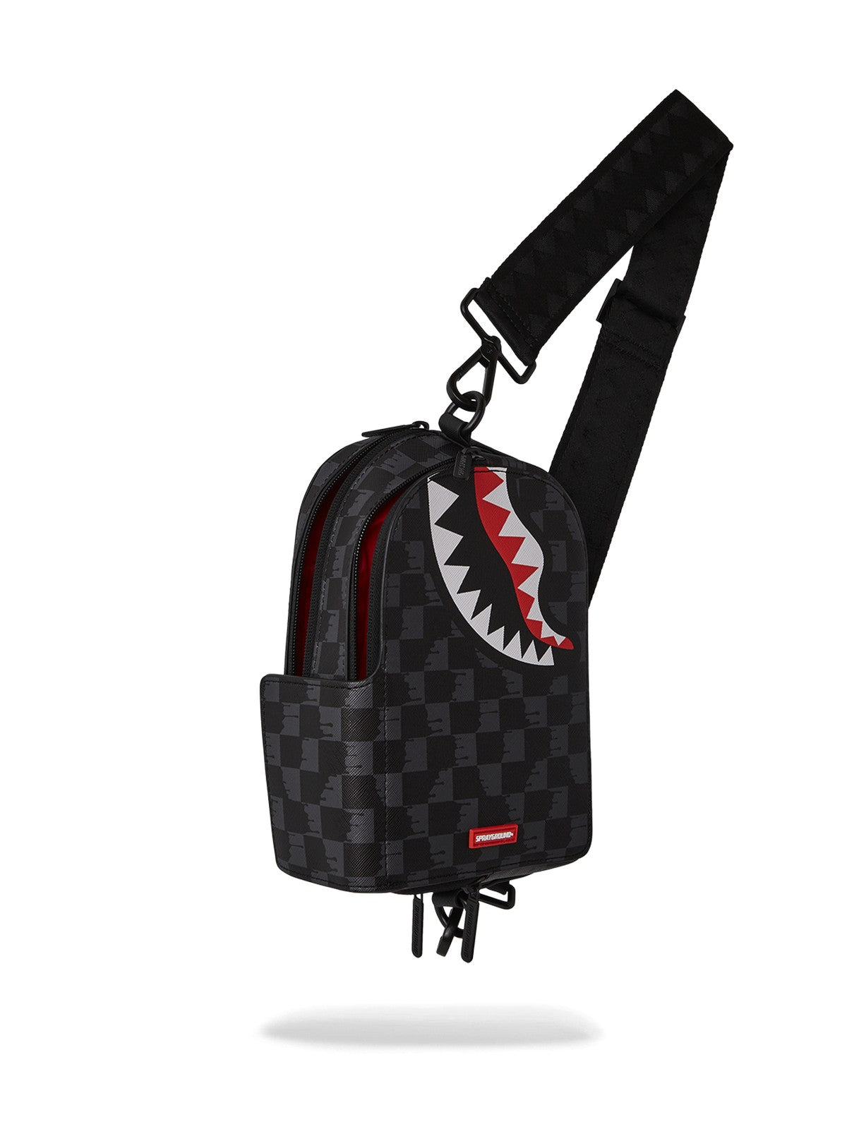 SPRAYGROUND Tracolla Uomo DRIP CHECK SHARK BACKPACK SLING 910B6569NSZ Nero gioboutiqueweb