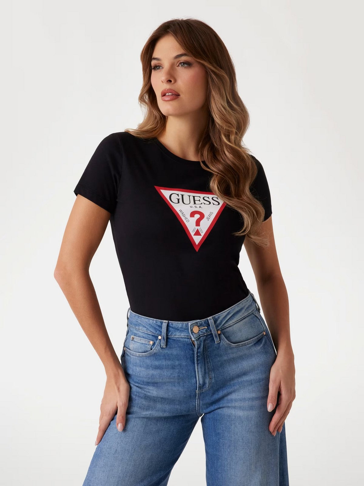 GUESS T-shirt Donna SS CN ORIGINAL TEE W1YI1B I3Z14 JBLK Jet Black A996 gioboutiqueweb