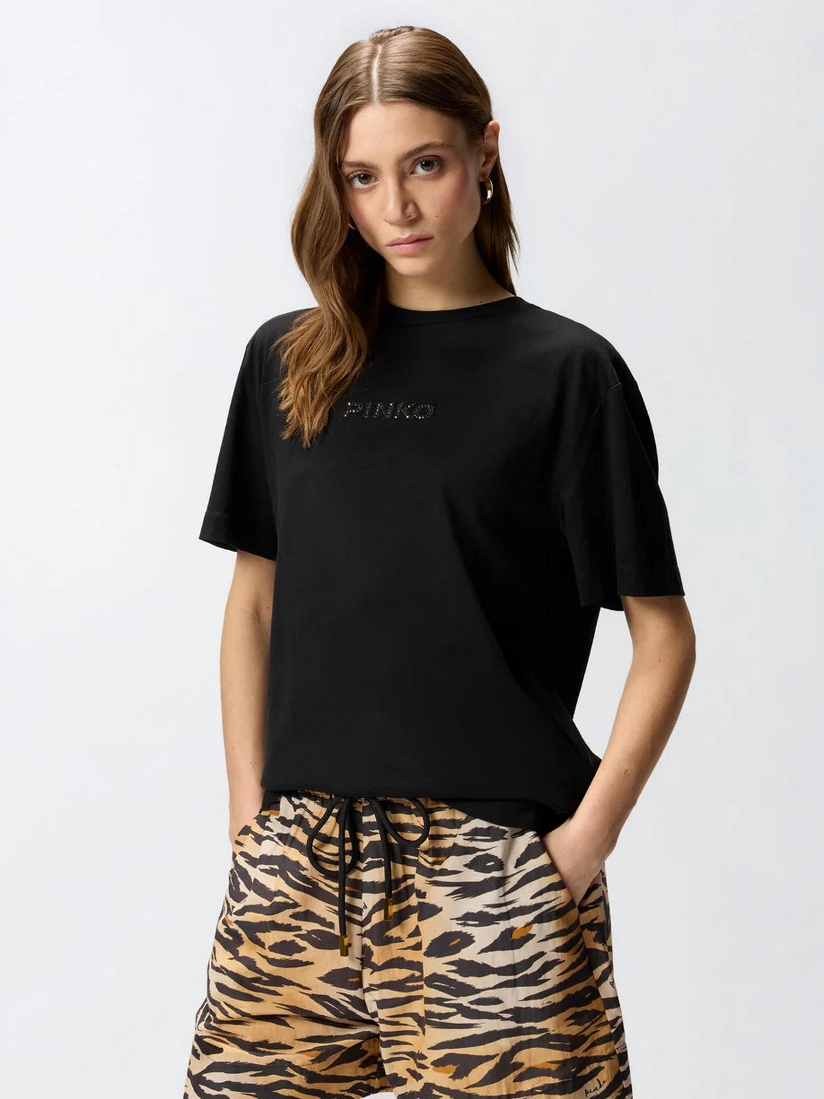PINKO T-shirt Donna STREPITOSO T-SHIRT 105526-A33S Z99 NERO LIMOUSINE gioboutiqueweb