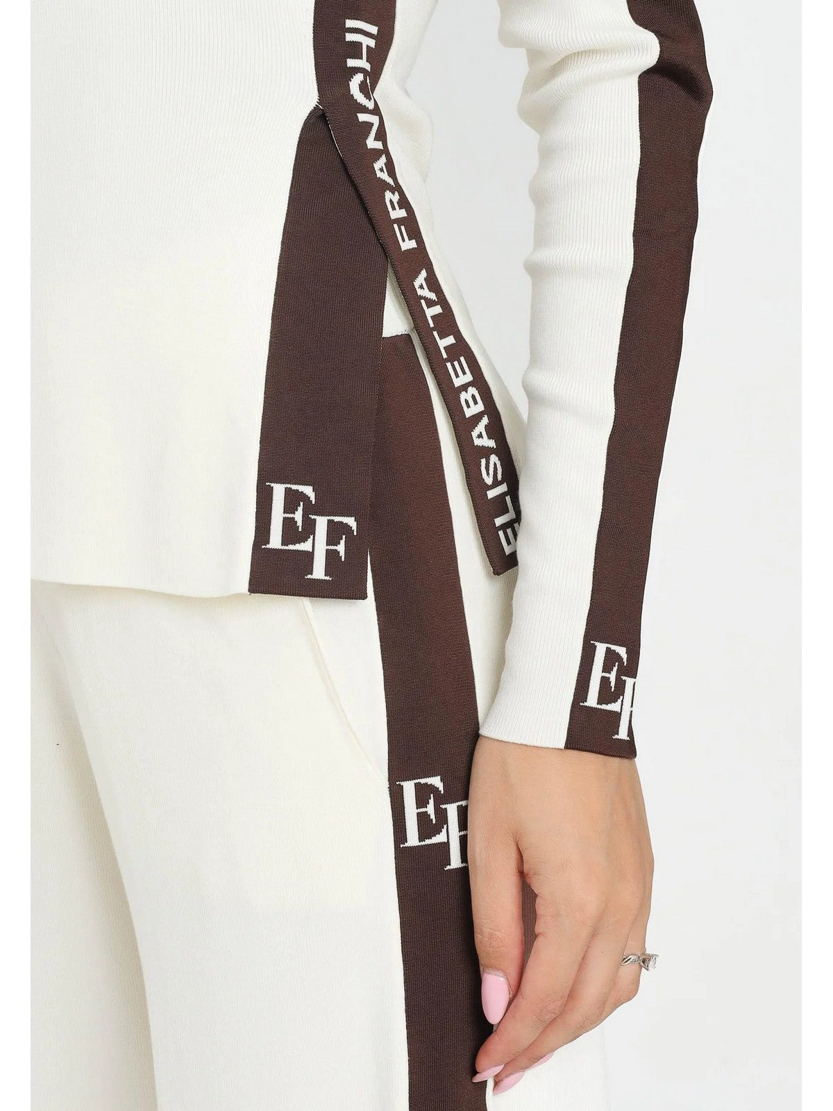 ELISABETTA FRANCHI Maglia Donna  MK03S56E2 EG2 MILK/COFFEE gioboutiqueweb