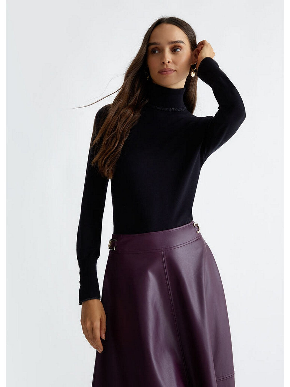 LIU JO WHITE Maglione dolcevita Donna  WF4008MS49I 22222 Nero gioboutiqueweb