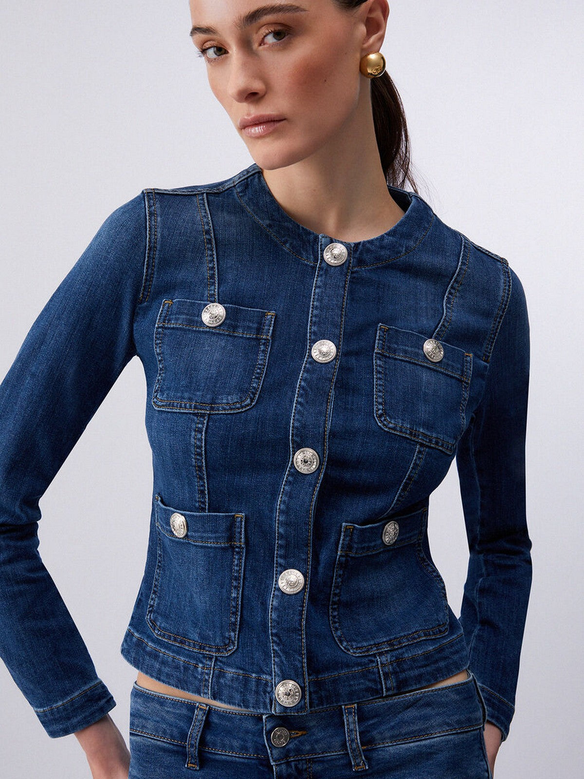 LIU JO BLUE DENIM Giubbino Donna  UA6260D0275 78988 Den.Blue dk.buttons gioboutiqueweb