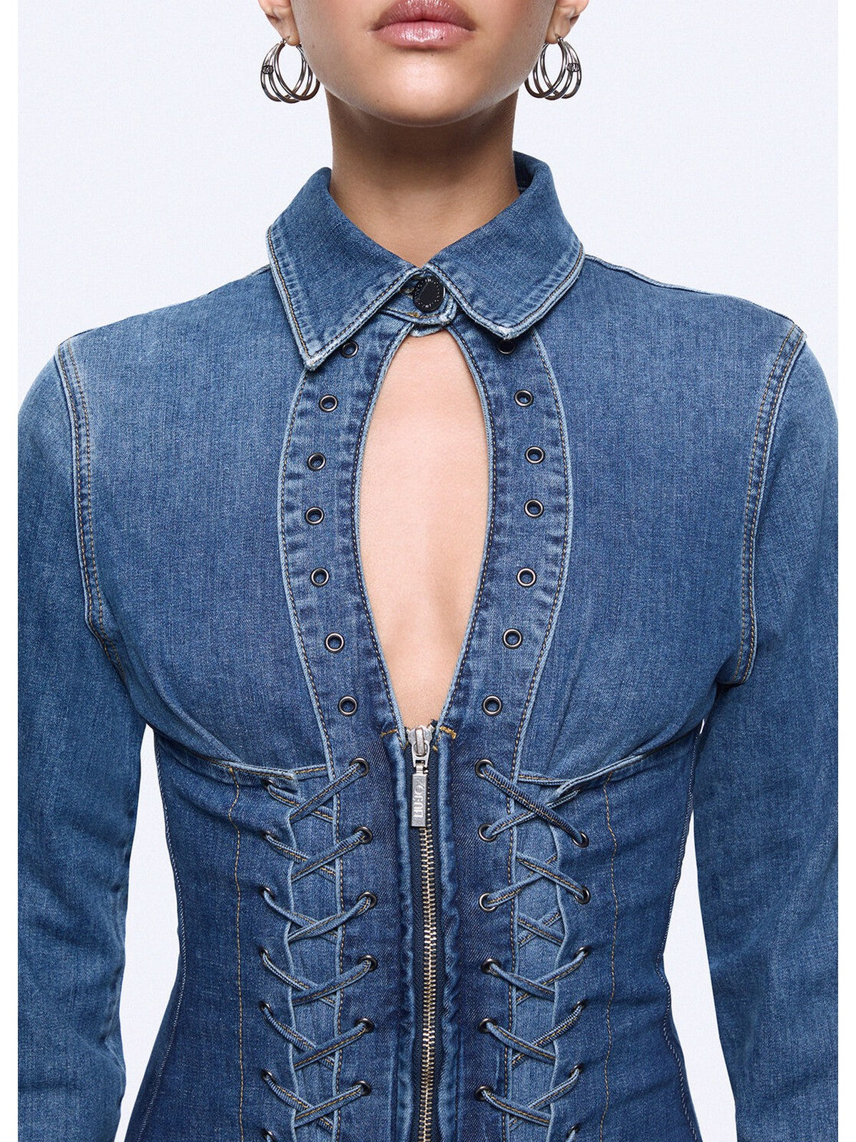 LIU JO feat. ELODIE Abito Donna  UA6508D0399 79157 Den.md.Blue intrecci gioboutiqueweb