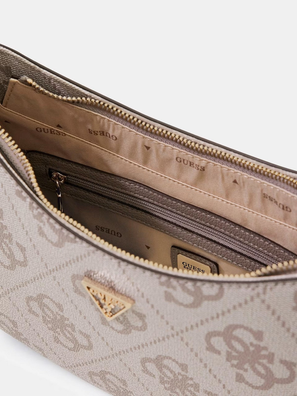 GUESS Borsa Donna NOELLE II TOP ZIP SHOULDER BAG HWSO96 72180 DKO DARK TAUPE LOGO gioboutiqueweb