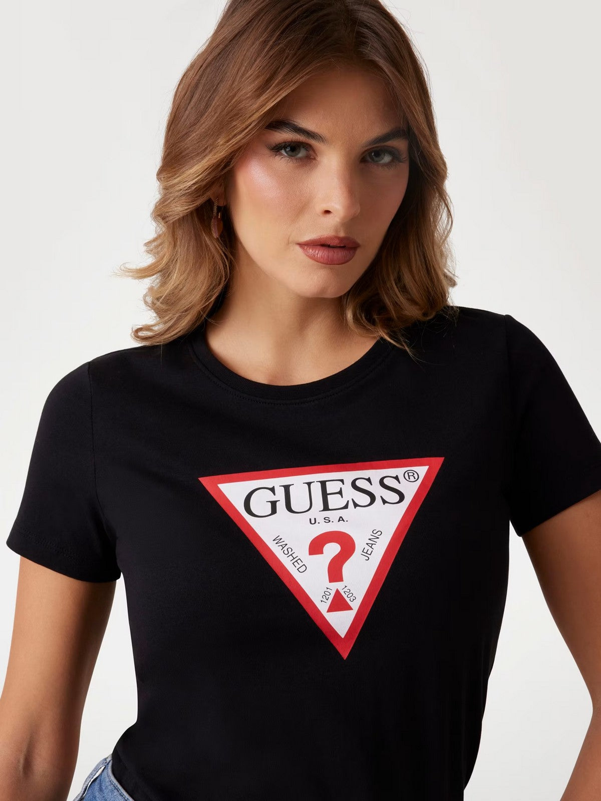 GUESS T-shirt Donna SS CN ORIGINAL TEE W1YI1B I3Z14 JBLK Jet Black A996 gioboutiqueweb