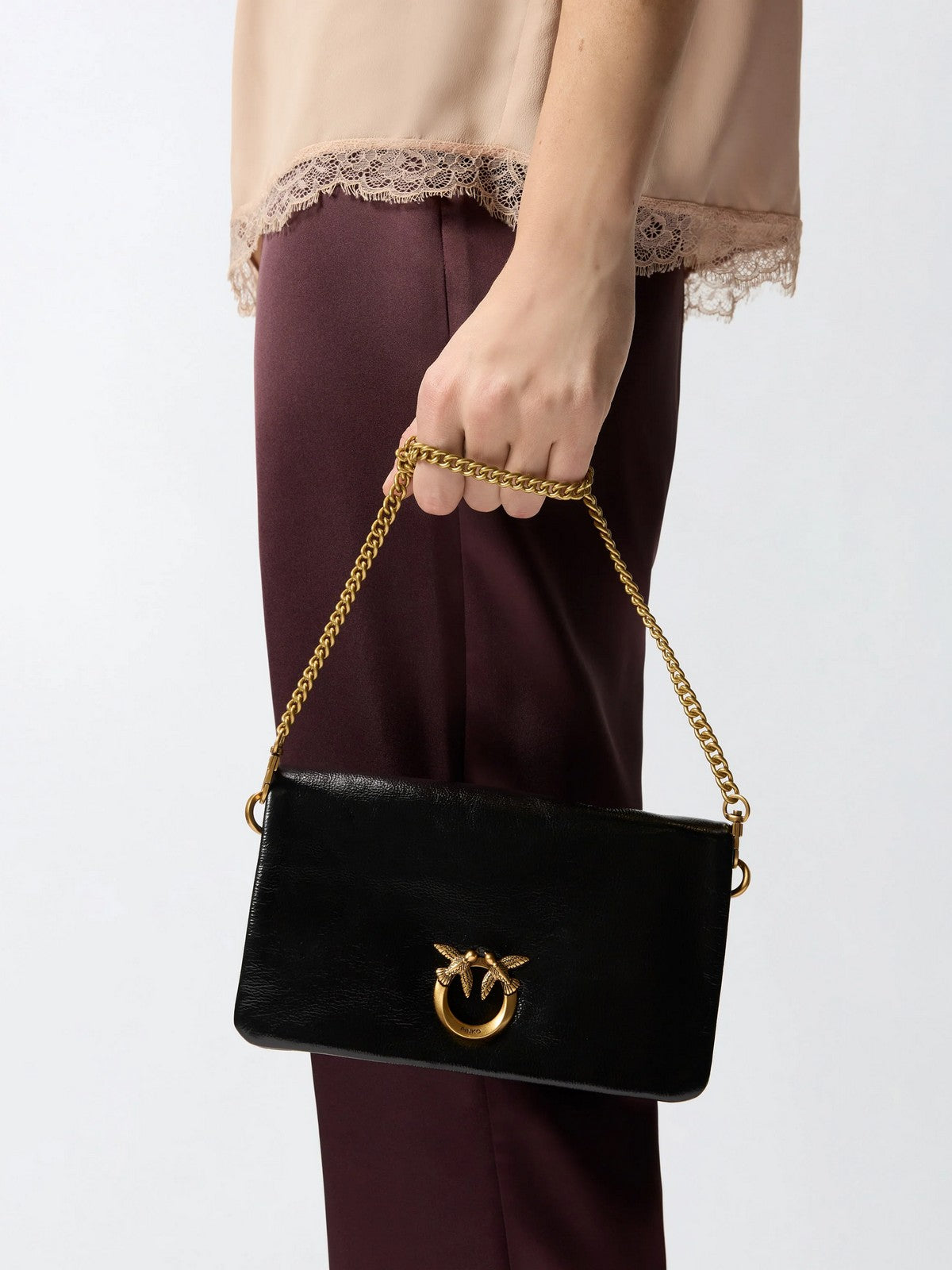 PINKO Borsa Donna CLICK SOFT HORIZONTAL MINI SHI 106023-A315 Z99Q NERO-ANTIQUE GOLD gioboutiqueweb