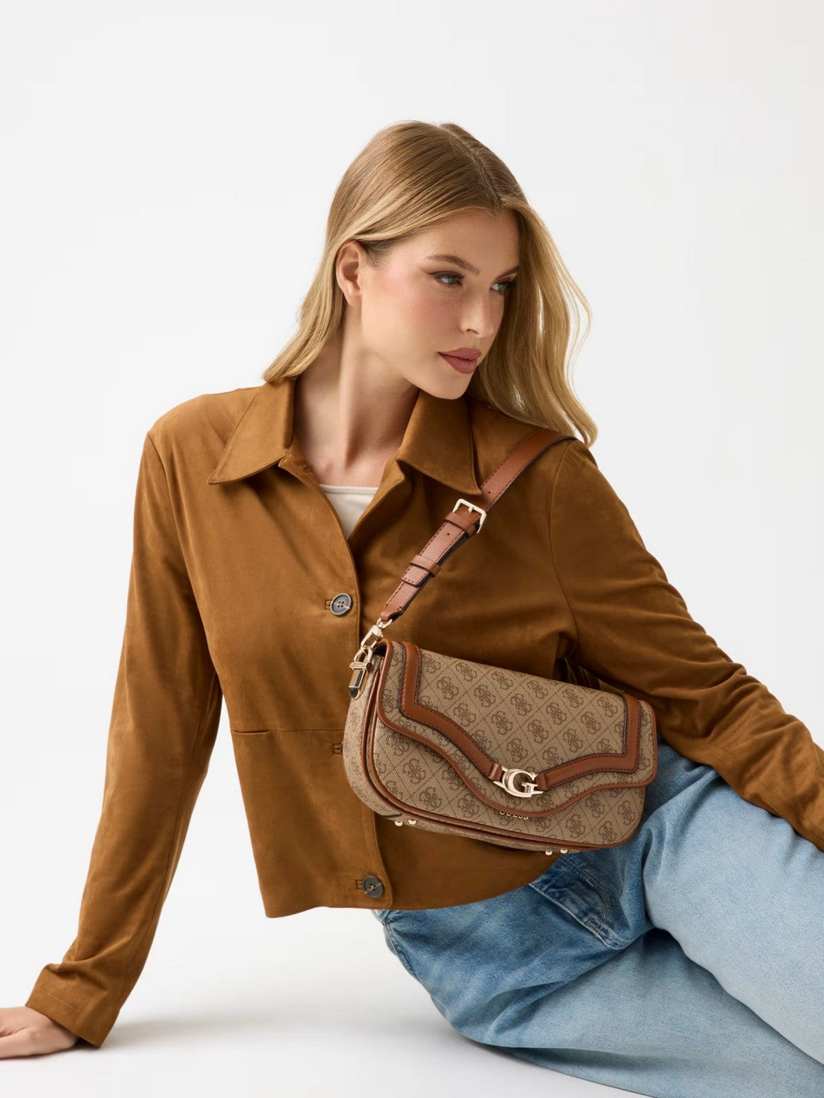 GUESS Borsa Donna DEA FLAP SHOULDER BAG HWSG79 93200 LTL LATTE LOGO