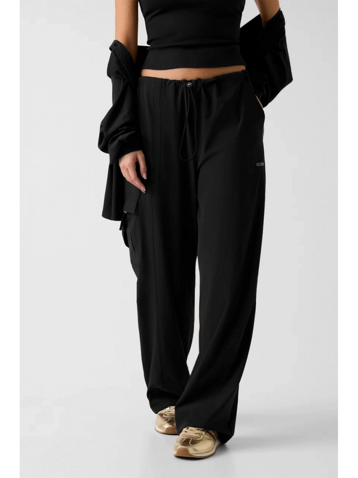 GUESS SPORT Pantalone Donna NAT CARGO PANTS V6RB16 WL232 JBLK Jet Black A996