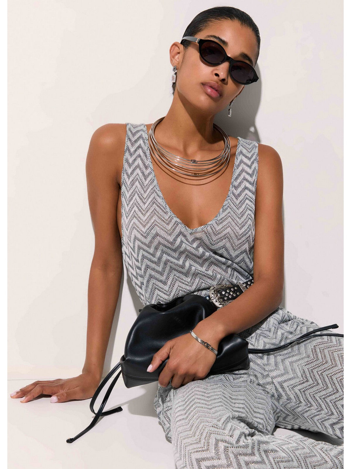 LIU JO BEACHWEAR Canotta Donna  VA6175J3878 C3887 Nero/silver lux gioboutiqueweb