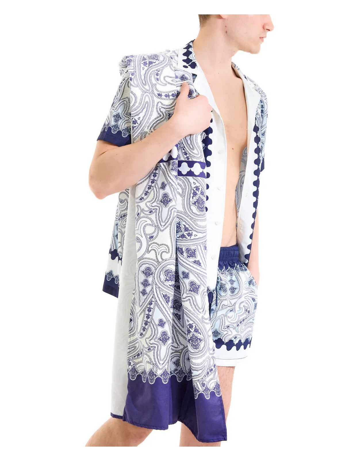 MOVE be different Camicia Uomo  CAMICIA BOWLING PRINT J BIANCO/BLU gioboutiqueweb