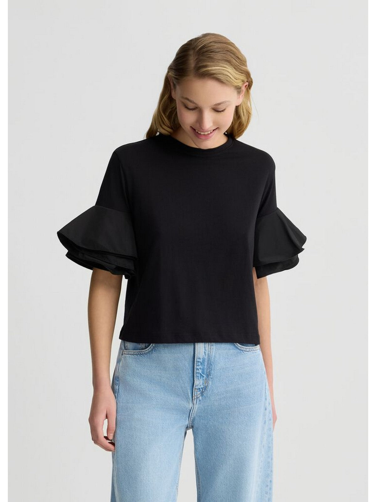 LIU JO BLACK T-shirt Donna  CA5006J6308 22222 Nero gioboutiqueweb