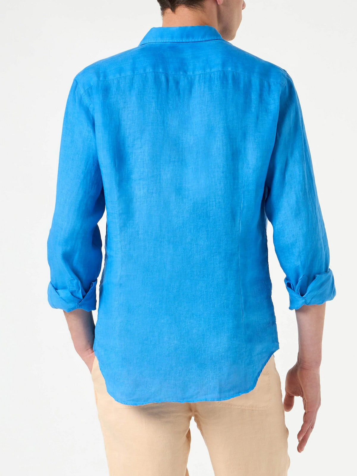 MC2 SAINT BARTH Camicia Uomo  PAMPLONA 02015H LINEN 17 BLUETTE WATERCOLOR gioboutiqueweb