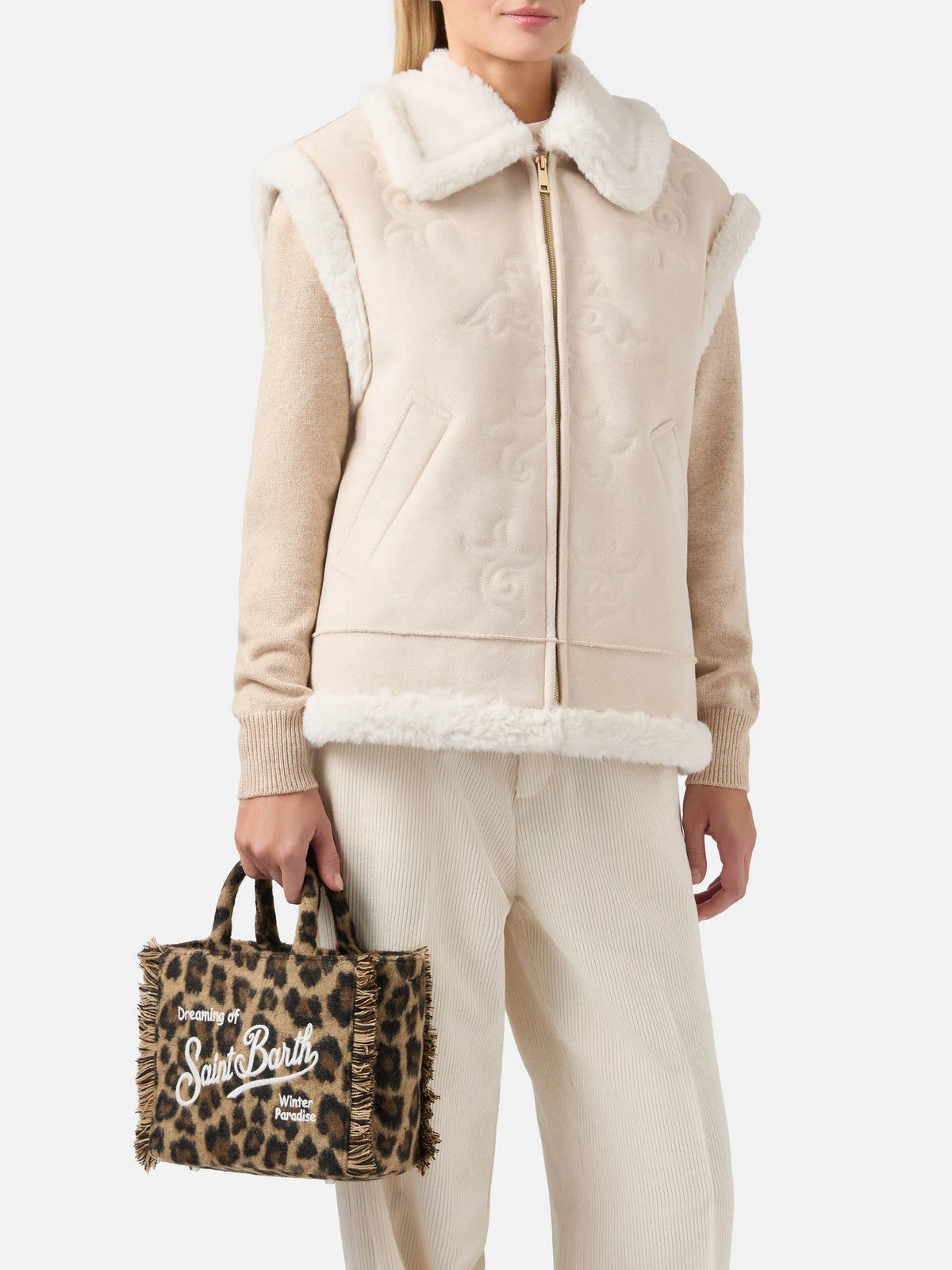 MC2 SAINT BARTH Borsa Donna  VANITY MINI FELT 00223I LEOPARD MIDI 18 EMB