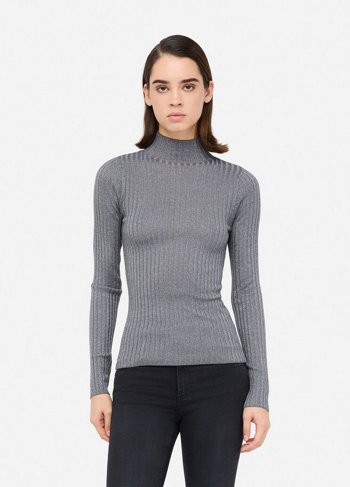 LIU JO WHITE Maglione Donna  MF5389MS46J 04020 Antracite met. gioboutiqueweb