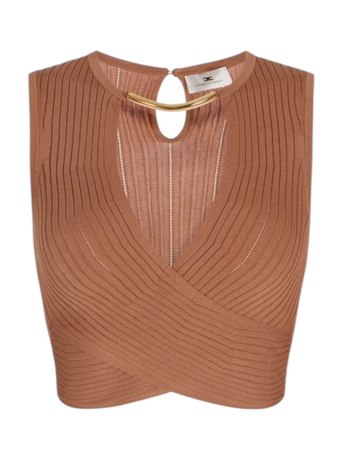 ELISABETTA FRANCHI Top Donna  TK76S61E2 600 CUOIO gioboutiqueweb