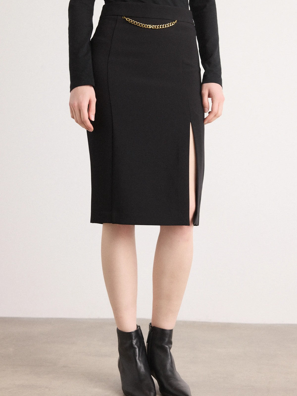 MARCIANO Gonna Donna ELLA W/CHAIN MIDI SKIRT 5YGD07 7357A JBLK Jet Black A996