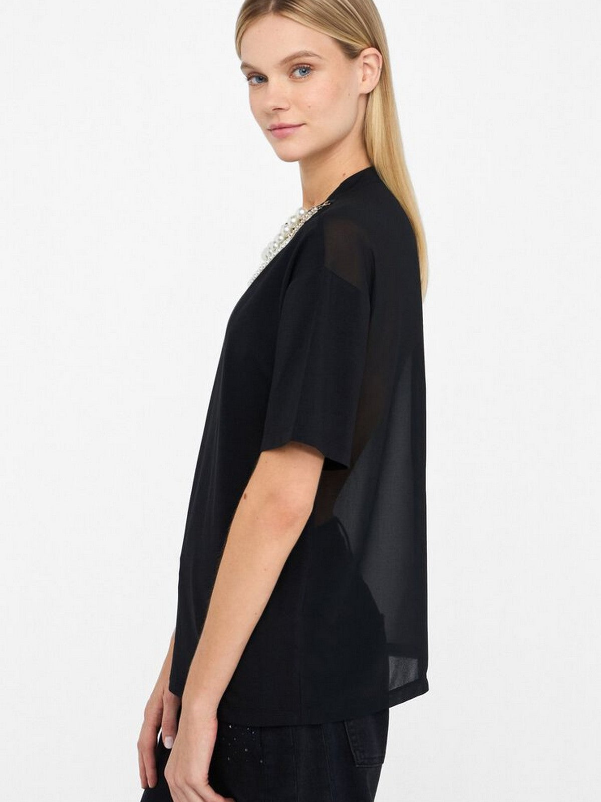 LIU JO BLACK T-shirt Donna  CF5063J0088 22222 Nero gioboutiqueweb