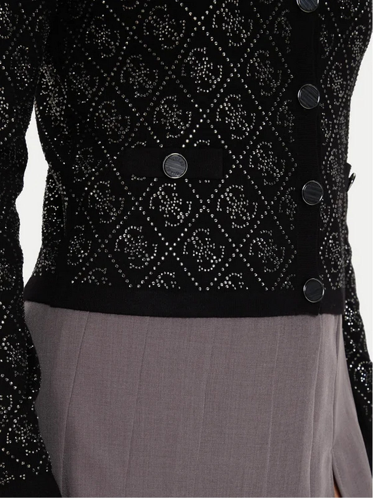 GUESS Cardigan Donna PAIGE 4G STONES LS CARDI SWTR W4YR25 Z3FN0 JBLK Nero gioboutiqueweb