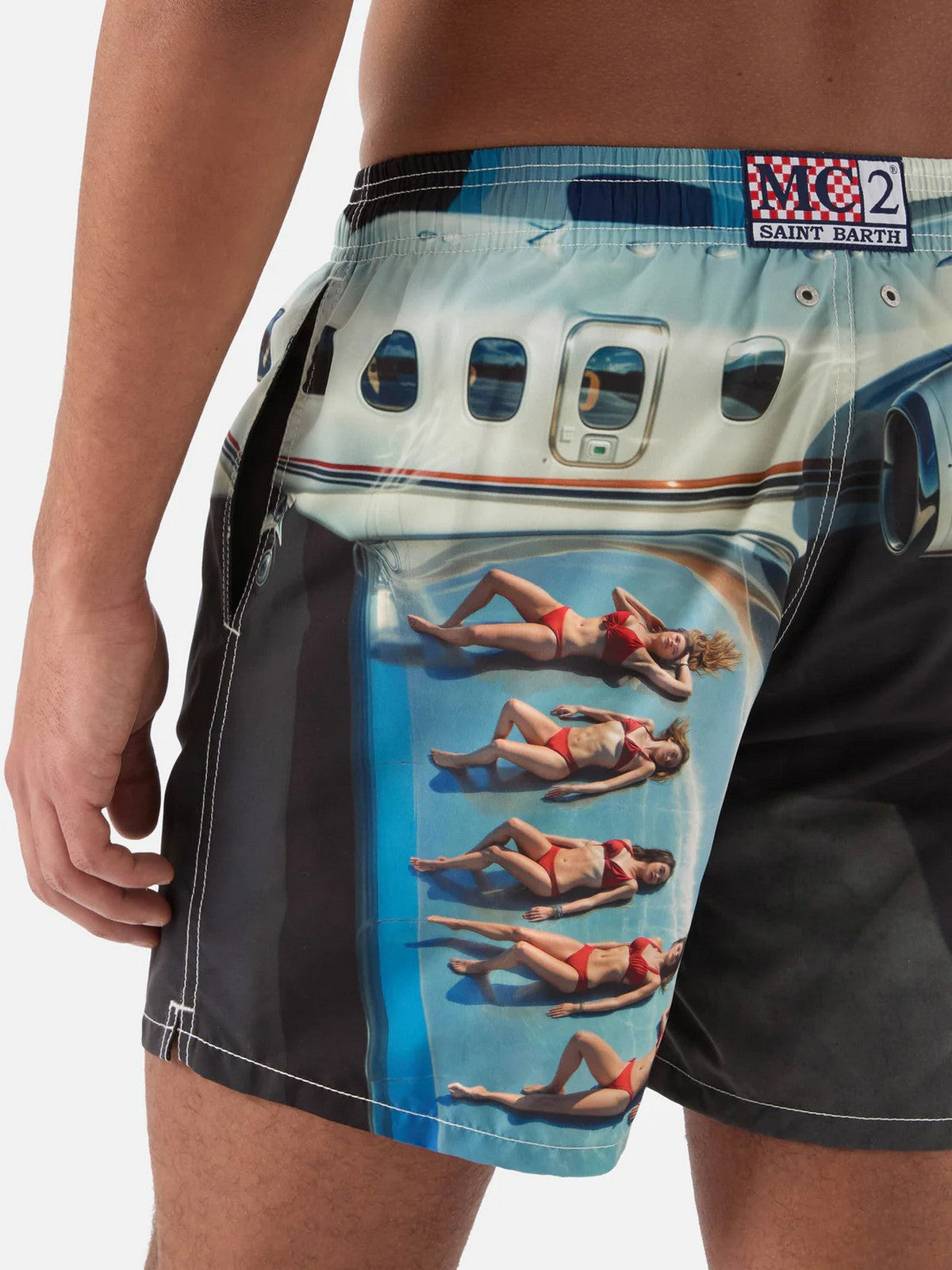 MC2 SAINT BARTH Costume da bagno Uomo  GUSTAVIA PLACED PRINT 01718L RD SB AIRLINES 01