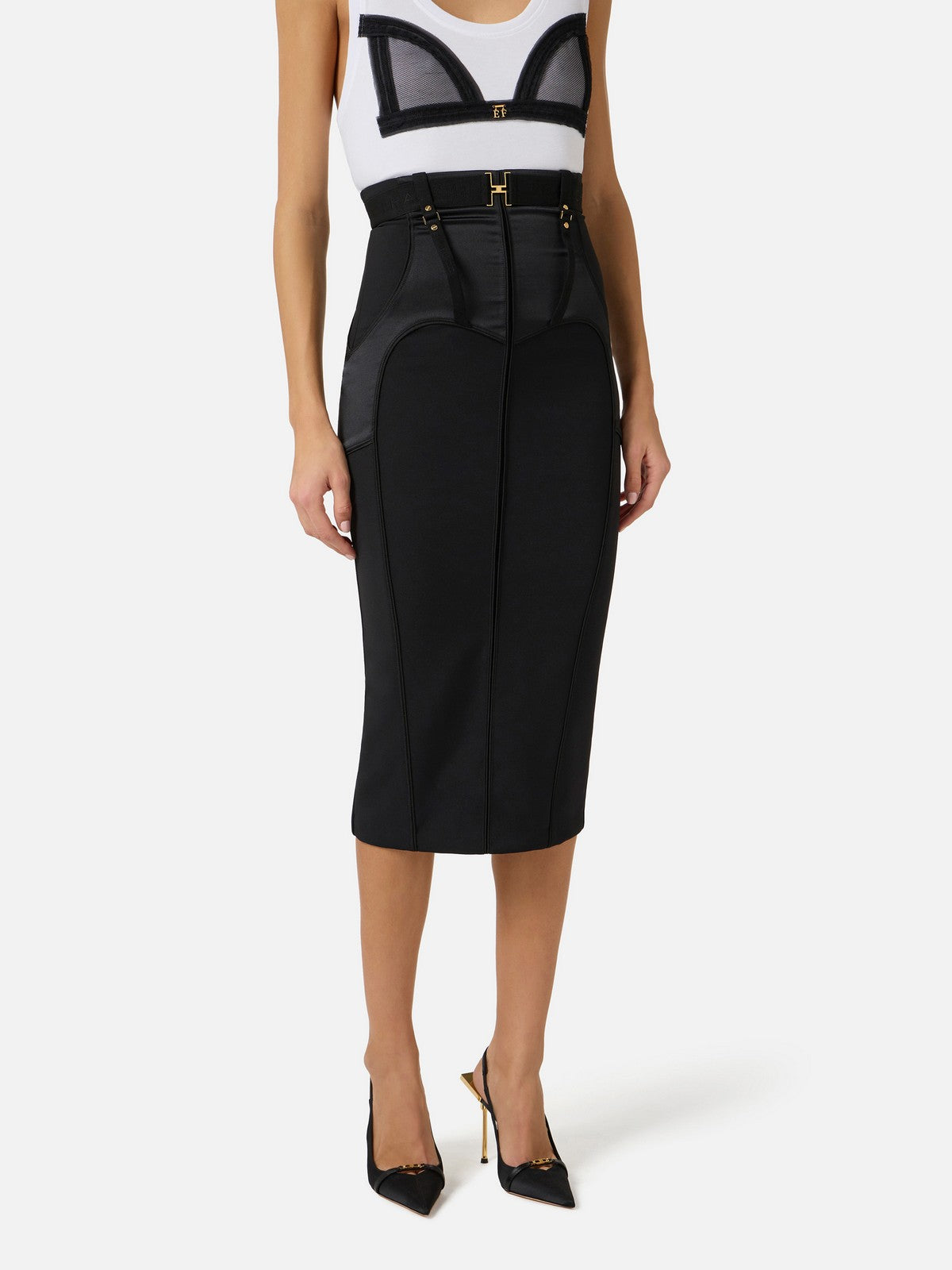 ELISABETTA FRANCHI Gonna Donna  GO14862E2 110 Nero gioboutiqueweb