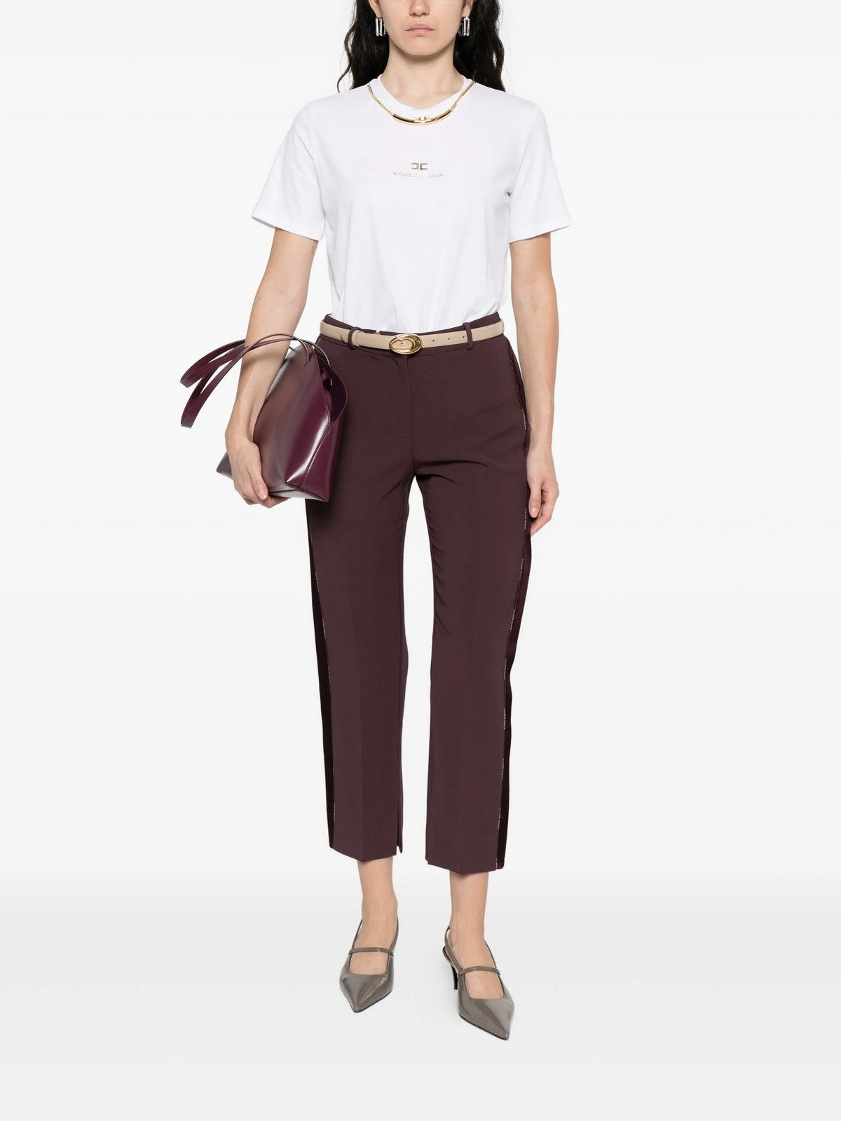 ELISABETTA FRANCHI Pantalone Donna  PA08856E2 EA3 COFFEE gioboutiqueweb