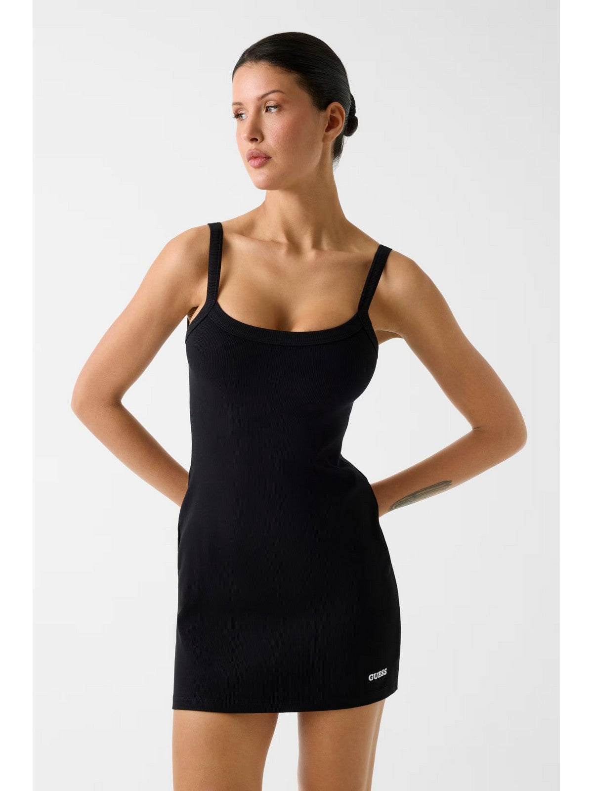 GUESS SPORT Abito Donna STELLA RIB SHORT DRESS V6GK11 K3181 JBLK Jet Black A996 gioboutiqueweb