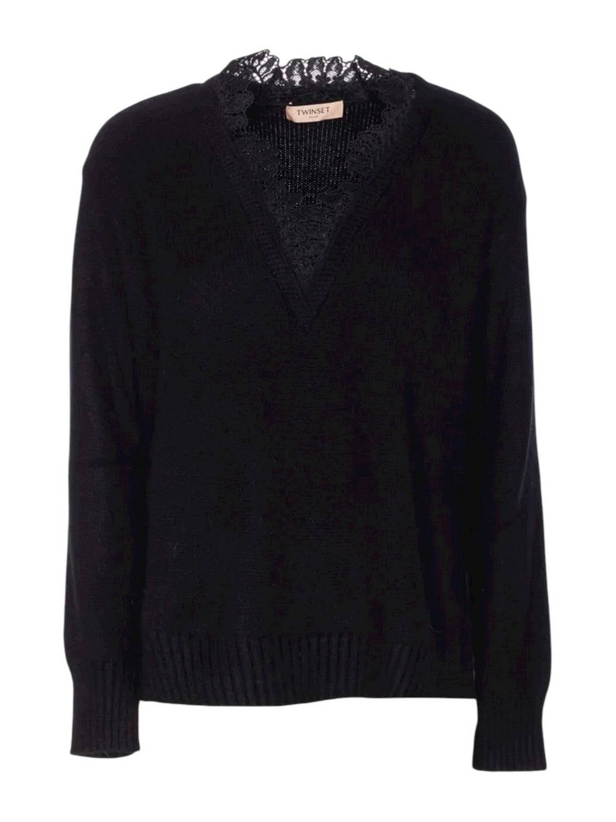 TWINSET Maglione Donna MIX ANGORA & LACE 252TT3380 00006 Nero gioboutiqueweb