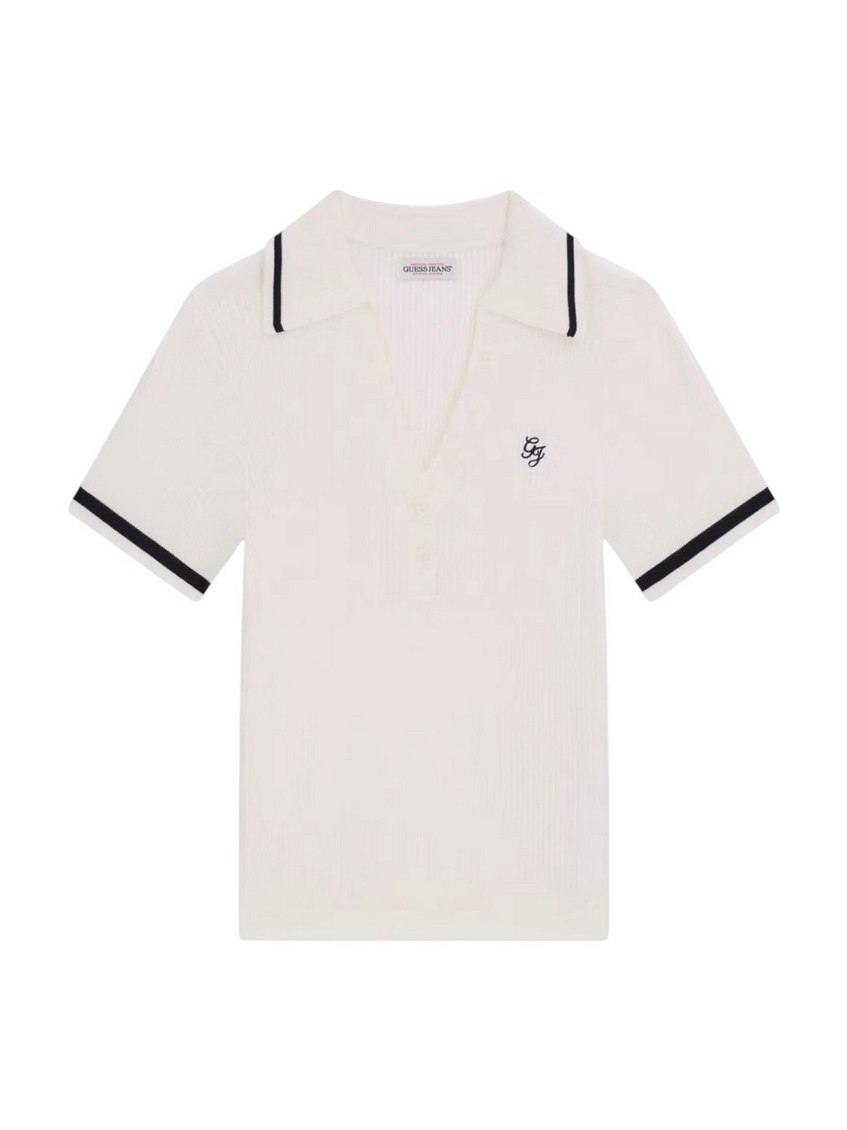 GUESS Maglia Donna GJ SS RIB POLO EMB SWTR W6GRZ1 Z3P32 G293 WARM WHITE
