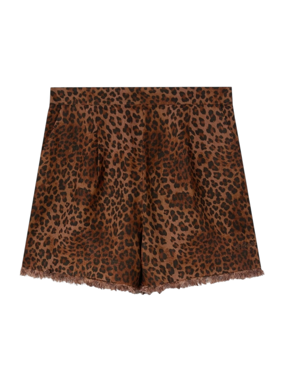 MC2 SAINT BARTH Pantaloncino Donna  AMANI 07842L LINEN SAND LEOPARD 19 FRINGE
