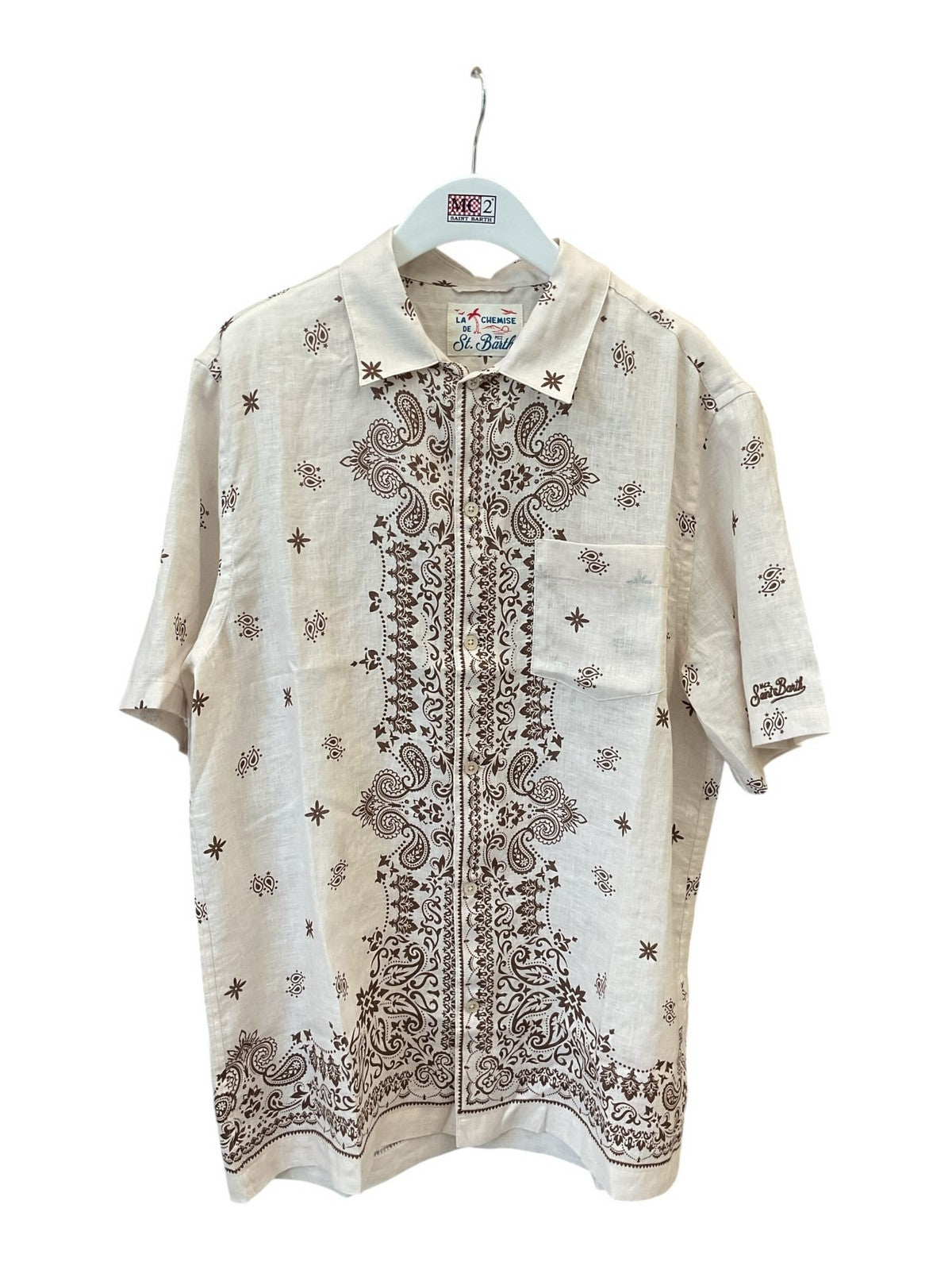 MC2 SAINT BARTH Camicia Uomo  SIFNOS PLACED 07980L LINEN BANDANNA PAISLEY 11 gioboutiqueweb