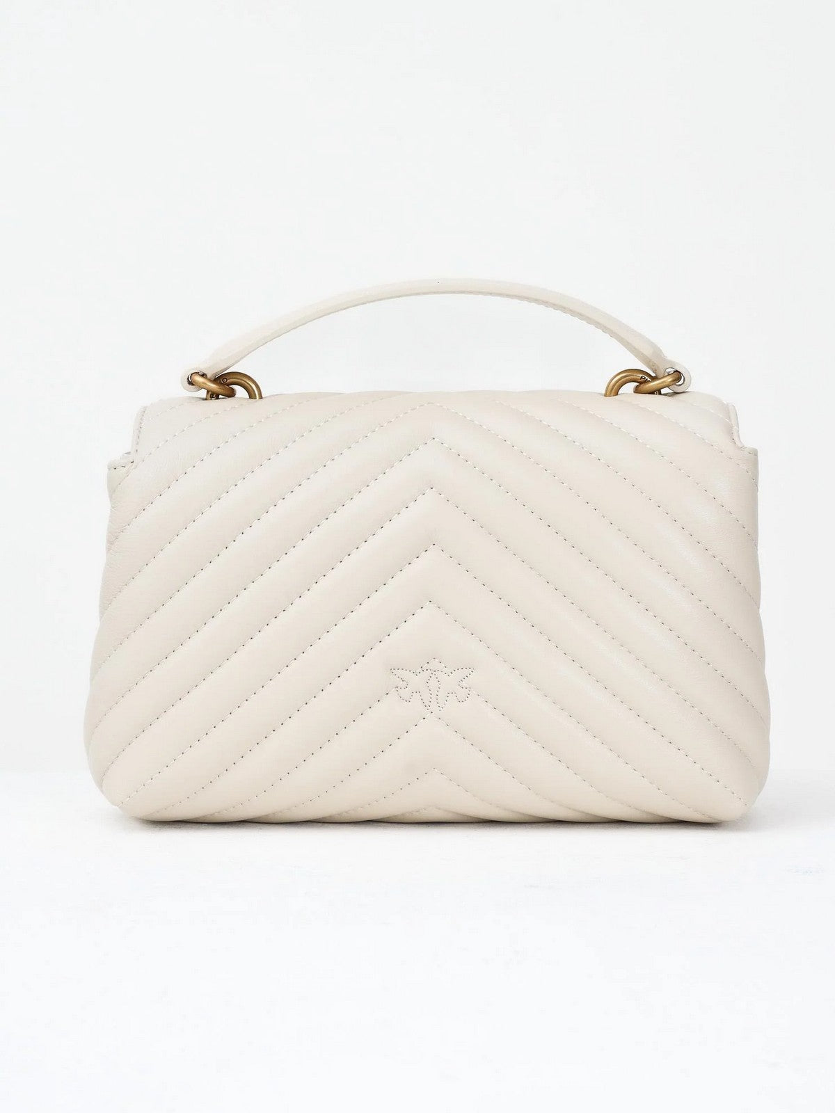 PINKO Borsa Donna LOVE LADY PUFF MINI CL SHEEP N 100044-A0GK Z14Q BIANCO SETA-ANTIQUE GOLD gioboutiqueweb