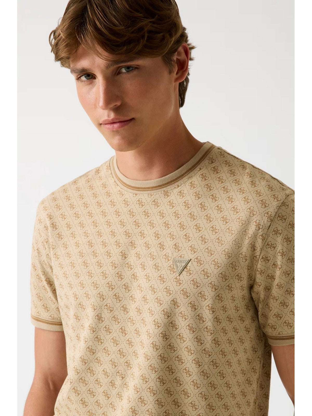 GUESS SPORT T-shirt Uomo MARSHALL T-SHIRT Z2YI05 J1314 P13W 4G AOP BEIGE BLANCO gioboutiqueweb
