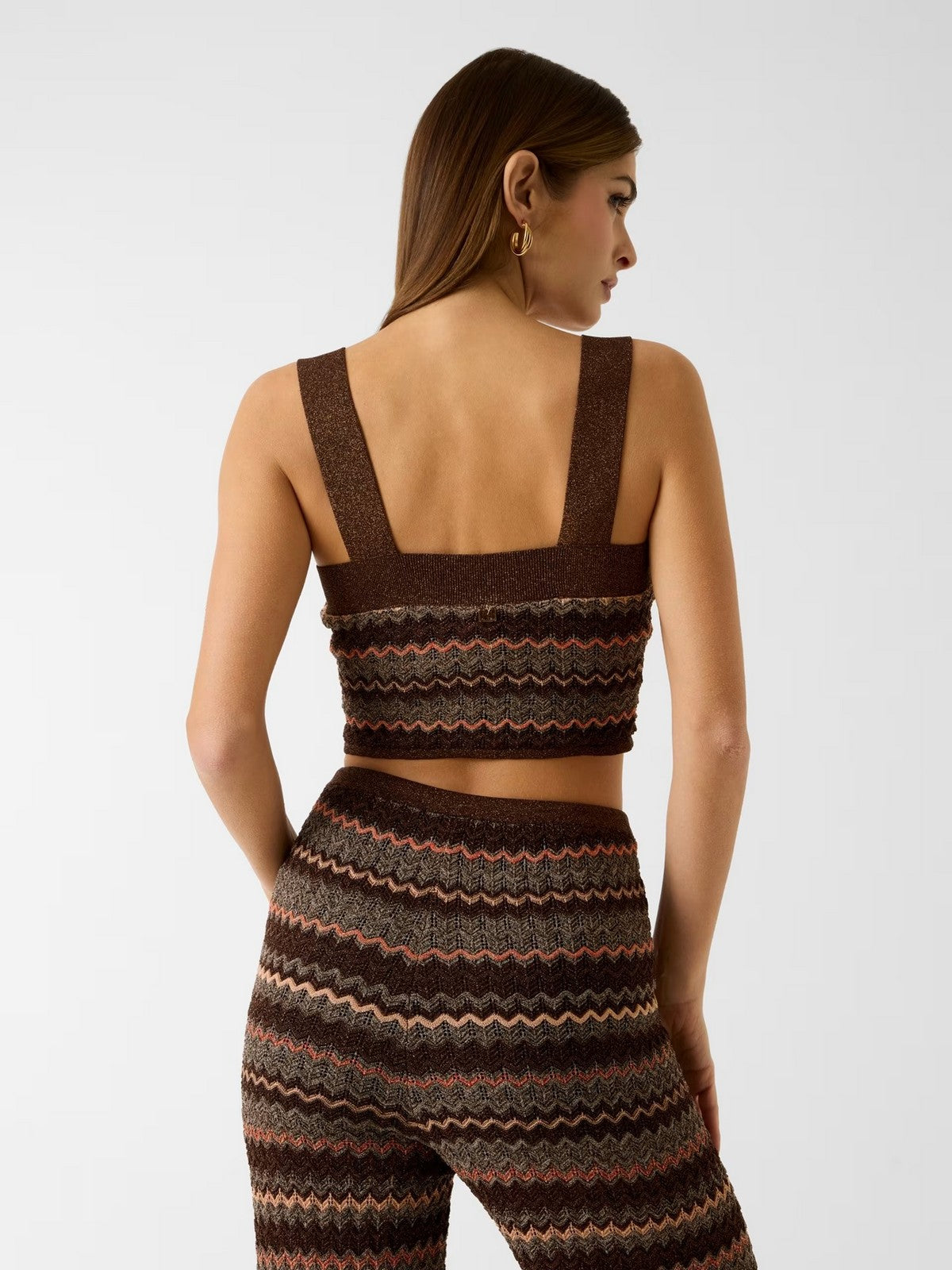 MARCIANO Maglia Donna SUKI SL SQUARED NECK SWTR TOP G6GR15 Z0643 FMDZ BROWN/GOLD MULTI